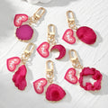 Magenta Druzy Style Resin LOVE Heart Clip Keychains view 1