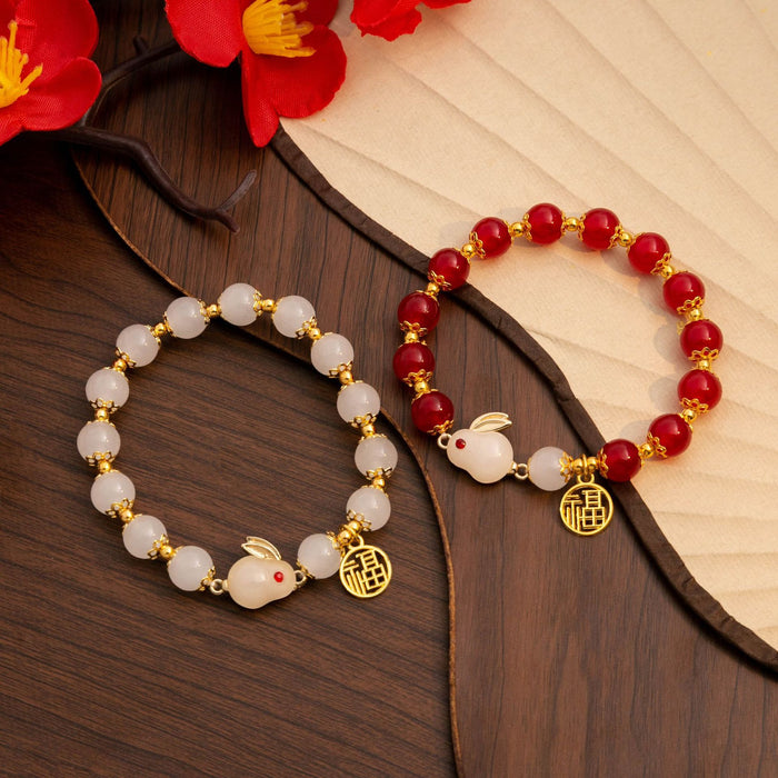 White Rabbit Fu Character Bead Bracelets in Two Colors