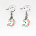 Silver Tone Glitter Pastel Unicorn Head Hook Earrings view 5