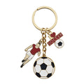 Soccer Player Multi Charm Keychain Gold Ring Enamel view 5