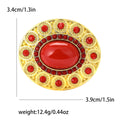 Gold Tone Oval Cabochon Brooch Yellow Green Red Blue view 8