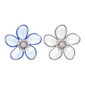 Crystal Flower Ear Clips with Blue and Clear Petals view 5