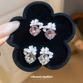 Crystal Flower Cluster Stud Earrings in White or Pink view 4