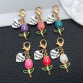 Six Color Tulip Thank You Lobster Clasp Charms for Accessory Making view 2