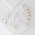 Gold Tone White Faux Pearl Pin Brooch Set Four Pieces view 6
