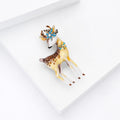 Spotted Deer Enamel Brooch with Blue Crystal Antlers view 4