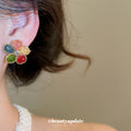 Multicolor Crystal Flower Stud Earrings Fashion Jewelry Accessory view 4