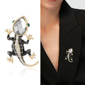 Black Crystal Lizard Brooch With Green Eye Accents view 2