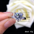 Heart Cut Crystal Ring with Baguette Side Stones with Clear Crystal Details view 4