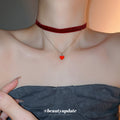 Black Velvet Choker with Red Heart Pendant Jewelry Accessory view 3