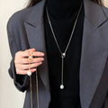 Long Bar and Pearl Drop Pendant Necklace Statement Fashion Jewelry view 1