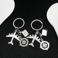 Antique Silver Airplane Passport and Compass Travel Charm Keychain view 4