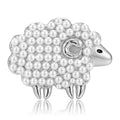 Pearl and Crystal Sheep Metal Brooch in Four Finishes view 1