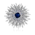 Blue White Sunflower Crystal Metal Brooch Pin for Jackets and Lapels view 1