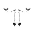 Black Butterfly Chain Heart Two Part Stud Earrings view 5