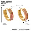 Double Row Multicolor Crystal Hoop Earrings in Three Sizes view 6