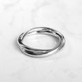 Silver Tone Interlocking Double Band Ring Polished Jewelry view 4