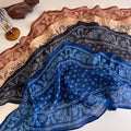 Brown Paisley Skinny Scarf With Tapered Ends And Border Print view 3