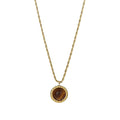 Brown Round Pendant Necklace in Gold Tone Statement Jewelry view 5