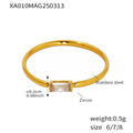 Rectangular Solitaire Slim Ring in Gold Tone Sizes Six to Eight view 6