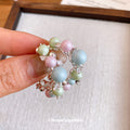 Pastel Beaded Hoop Earrings With Pearl and Floral Details view 4