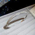 Pave Rhinestone Round Cuff Bangle Bracelet Silver and Gold view 6
