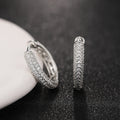 Triple-Row Pave Hinged Hoop Earrings In Polished Silver Tone view 6