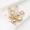 Shell Effect Petal Flower Brooch With Gold Crystal Outlines view 4