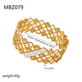 Gold Geometric Cutout Wide Cuff Bracelets Crystal Accents view 6