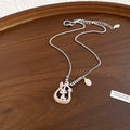 Peach Rabbit Charm Ring Necklace Bracelet and Earring Set view 9