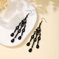 Clear and Black Teardrop Long Chandelier Hook Earrings view 4
