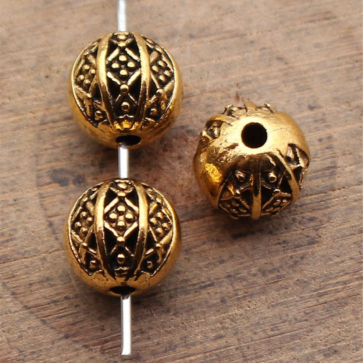 8.1x8x7.9mm 1.6g Multicolor Zinc Alloy Geometric Diamond Pattern Round Ball Beads for Jewelry Making
