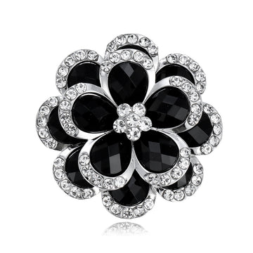 Black Flower Metal Brooch Pin for Jackets and Lapels