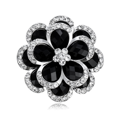 Front product view of black flower ring