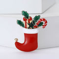 Christmas Stocking Brooch with Polished Metal and Decorative Accents view 2