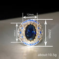 Deep Blue Oval Stone Ornate Statement Ring Antiqued Silver Tone view 4