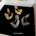Twisted Crystal Ear Clips in Gold and Silver Tones view 2