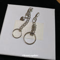 Asymmetric Silver Tone Chain and Ring Drop Earrings view 2