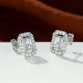 Silver Openwork Rectangle Halo CZ Stud Earrings Alloy view 4