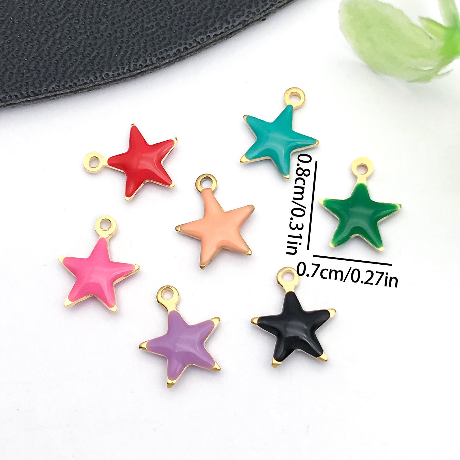 7x8mm Enamel Stainless Steel Star Charm Pendant for DIY Earrings Necklace Jewelry Making