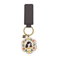 Wooden Floral Woman Keychain Leather Strap Heart Charm view 5