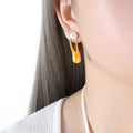 Gold Or Silver Open Drop Earrings White Pearl Accent Studs view 1