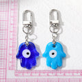 Glass Hamsa Evil Eye Keychains Silver Clasp 7 Color Styles view 4