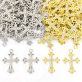 Ornate Crystal Cross Charms in Gold Tone and Silver Tone view 2