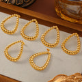 Gold Twisted Rope Triangle Teardrop Hoop Earrings Pair view 4