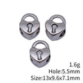 Heart Padlock Large Hole Metal Bead in Antique Silver Tone view 3