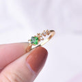 Gold Green Princess Cut Stone Side Crystal Ring Alloy view 3