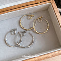 Faceted Bead Hoop Clip On Earrings in Gold and Silver Tones view 2