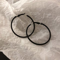 Black Slim Oversize Round Hoop Statement Earrings Pair view 1