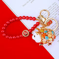 Chinese Zodiac Animal Keychains with Red Bead Fortune Loops view 2